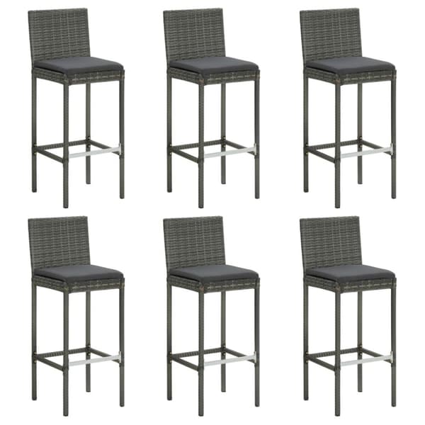 vidaXL barstole med hynder 6 stk. polyrattan grå