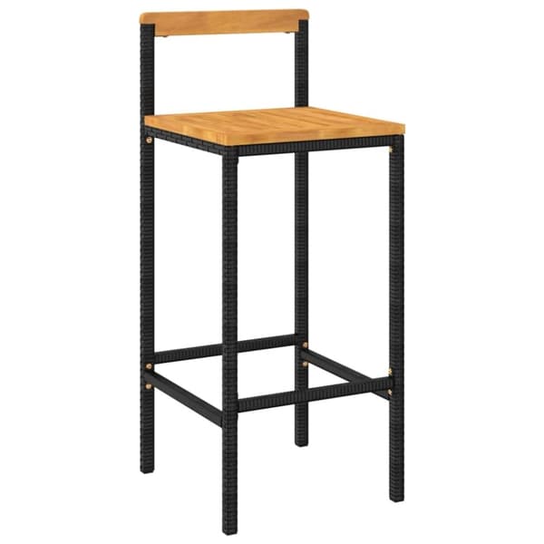 vidaXL barstole 4 stk. polyrattan og massivt akacietræ sort