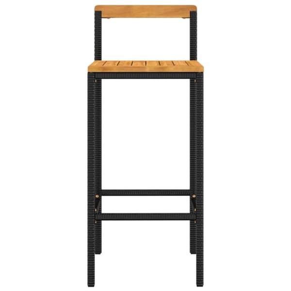 vidaXL barstole 4 stk. polyrattan og massivt akacietræ sort