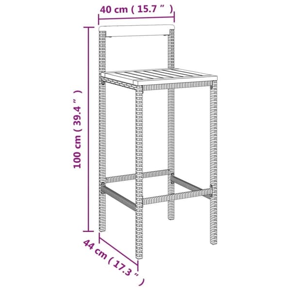 vidaXL barstole 4 stk. polyrattan og massivt akacietræ sort