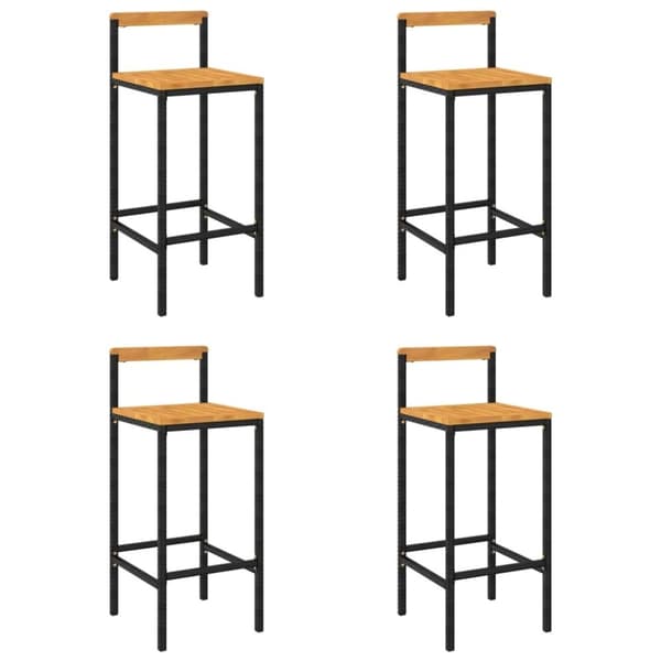 vidaXL barstole 4 stk. polyrattan og massivt akacietræ sort