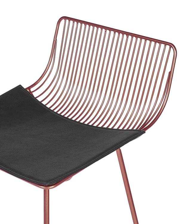 Barstole Rosaguld Stål sæt af 2 Høj Stole til Køkken ø Design Trådstole Wire med Siddehynde