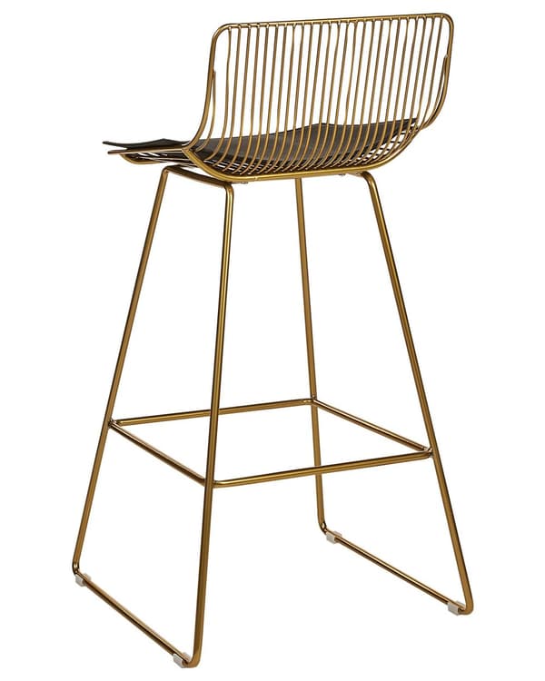 Barstole Guld Stål sæt af 2 Høj Stole til Køkken ø Design Trådstole Wire med Siddehynde