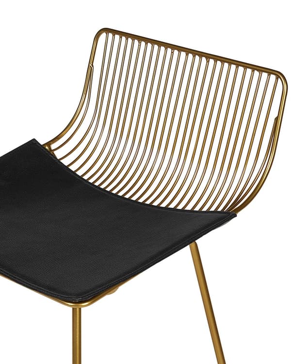 Barstole Guld Stål sæt af 2 Høj Stole til Køkken ø Design Trådstole Wire med Siddehynde