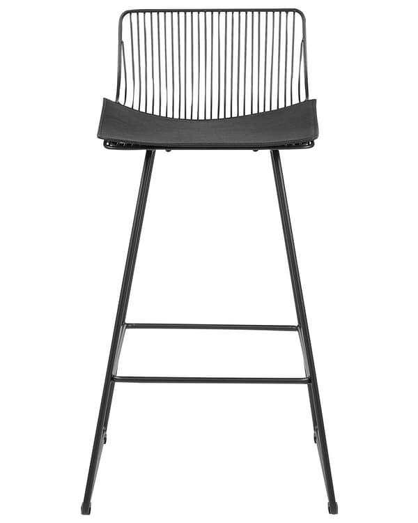 Barstole Sort Stål sæt af 2 Høj Stole til Køkken ø Design Trådstole Wire med Siddehynde