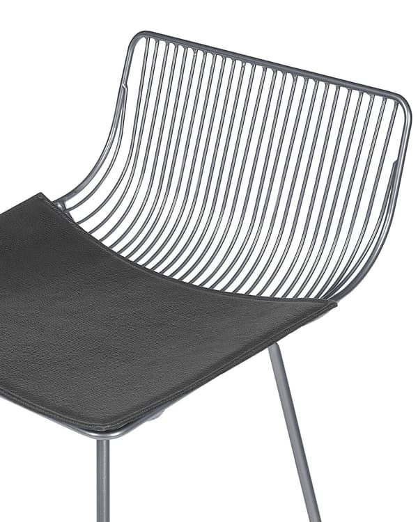Barstole Sølv Stål sæt af 2 Høj Stole til Køkken ø Design Trådstole Wire med Siddehynde