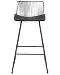 Miniatyrbild 5 av 9: Uppsättning med 2 barstolar Svart metallstål med sittdyna i konstläder Frukostbarstol i bänkhöjd