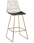 Miniatyrbild 4 av 9: Uppsättning med 2 Barstolar Guld Metall och Stål med Sittdyna i Konstläder Industriell Design Kök Bar Matsal
