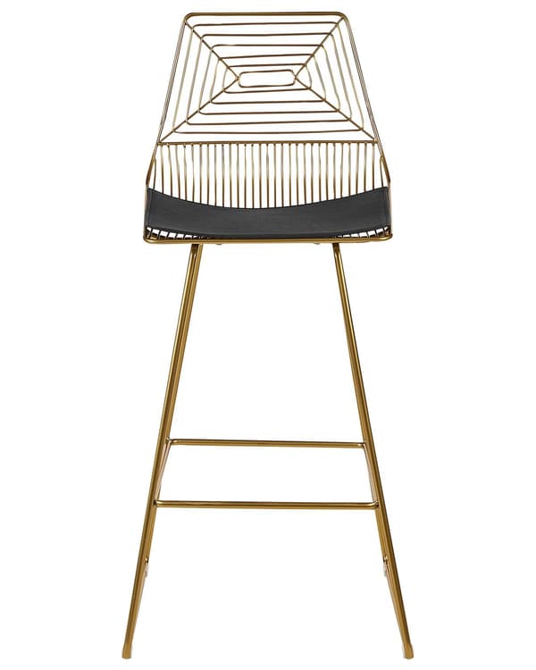 Uppsättning med 2 Barstolar Guld Metall och Stål med Sittdyna i Konstläder Industriell Design Kök Bar Matsal