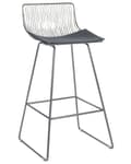 Miniatyrbild 4 av 9: Uppsättning med 2 barstolar Silvermetallstål med sittdyna i konstläder Frukostbarstol i bänkhöjd