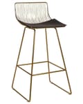 Miniatyrbild 4 av 9: Set of 2 Bar Chairs Gold Metal Steel with Faux Leather Seat Pad Counter Height Breakfast Bar Chair