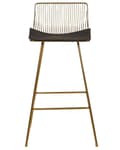 Miniatyrbild 5 av 9: Set of 2 Bar Chairs Gold Metal Steel with Faux Leather Seat Pad Counter Height Breakfast Bar Chair