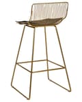 Miniatyrbild 6 av 9: Set of 2 Bar Chairs Gold Metal Steel with Faux Leather Seat Pad Counter Height Breakfast Bar Chair