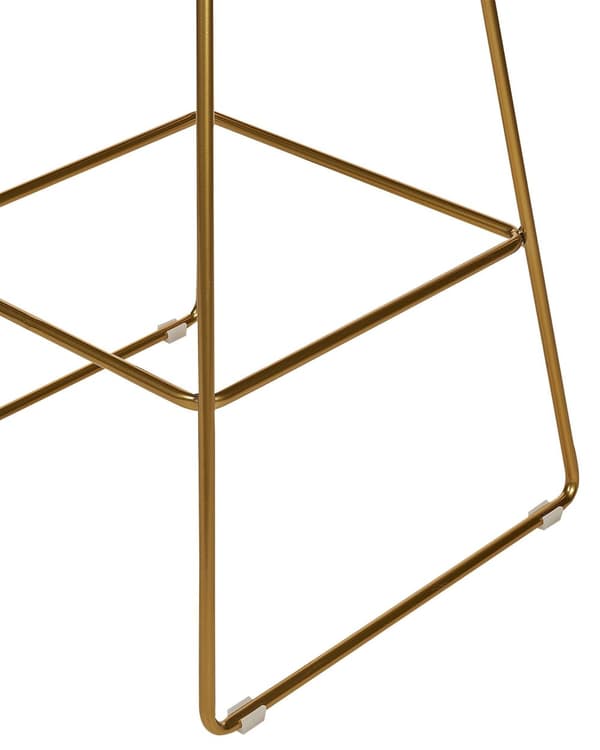 Set of 2 Bar Chairs Gold Metal Steel with Faux Leather Seat Pad Counter Height Breakfast Bar Chair