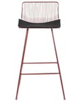 Miniatyrbild 5 av 9: Uppsättning med 2 barstolar Rose Gold metallstål med sittdyna i konstläder Frukostbarstol i bänkhöjd