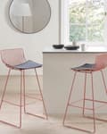 Miniatyrbild 2 av 9: Uppsättning med 2 barstolar Rose Gold metallstål med sittdyna i konstläder Frukostbarstol i bänkhöjd