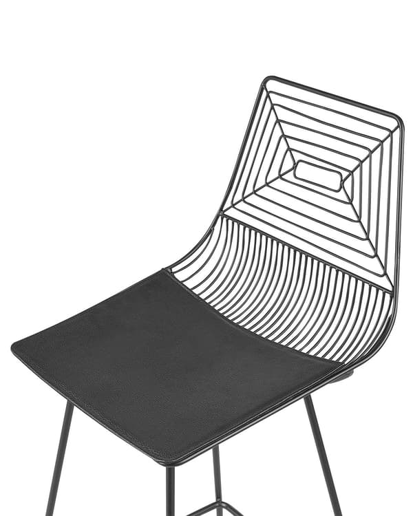 Barstole Guld Stål sæt af 2 Høj Stole til Køkken ø Design Trådstole Wire med Siddehynde