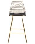 Miniatyrbillede 5 af 9: Barstole Guld Stål sæt af 2 Høj Stole til Køkken ø Design Trådstole Wire med Siddehynde