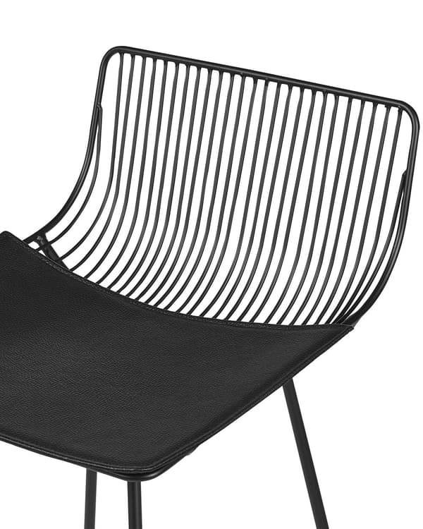Sett med 2 barstoler Svart Metall Stål Setepute i imitert skinn Benkehøyde Industriell stil Moderne Kjøkken