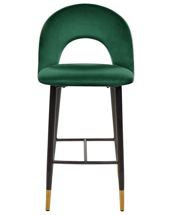 Baarituoli smaragdinvihreä 2 kpl samettiverhoilu teräs vaneri jalkatuet retro moderni