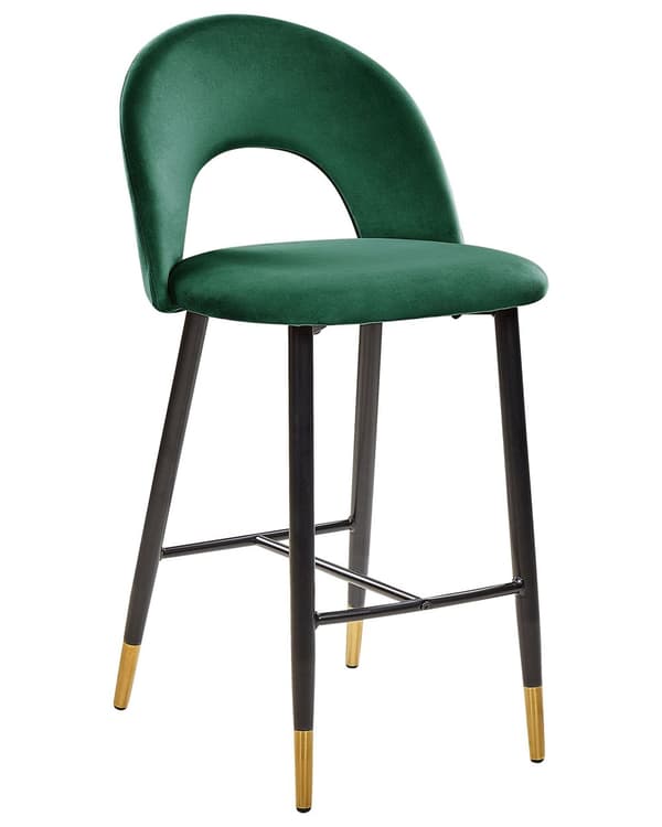 Baarituoli smaragdinvihreä 2 kpl samettiverhoilu teräs vaneri jalkatuet retro moderni