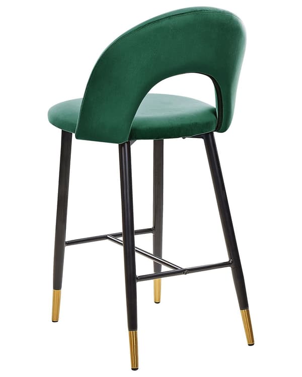 Baarituoli smaragdinvihreä 2 kpl samettiverhoilu teräs vaneri jalkatuet retro moderni