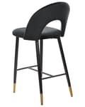 Miniatyrbillede 6 af 10: Barstole Sort Hvid Velour Sæt af 2 Høj Køkkenstole Retro Rund Ryglæn Koniske Ben Fodstøtte Design Counterstol til Barbord