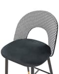 Miniatyrbillede 7 af 10: Barstole Sort Hvid Velour Sæt af 2 Høj Køkkenstole Retro Rund Ryglæn Koniske Ben Fodstøtte Design Counterstol til Barbord