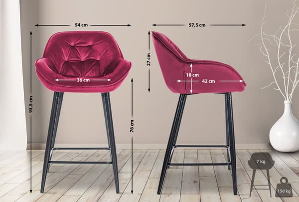 CLP 2 baarijakkaran sarja Gibson Velvet Istuimen korkeus 76 cm