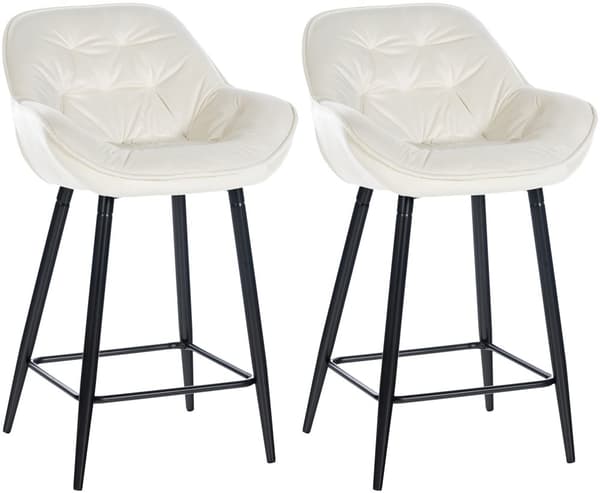 CLP Sæt med 2 barstole Gibson velvet sædehøjde 76 cm creme