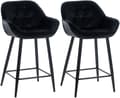 Miniatyrbillede 1 af 5: CLP Sæt med 2 barstole Gibson velvet sædehøjde 76 cm