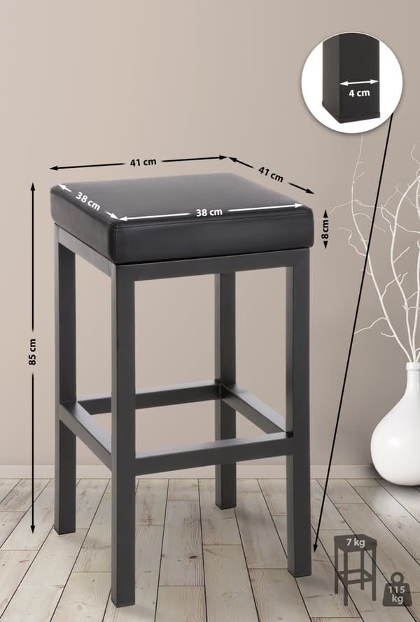 CLP Barstol Taylor i läderimitation, sitthöjd 85 cm