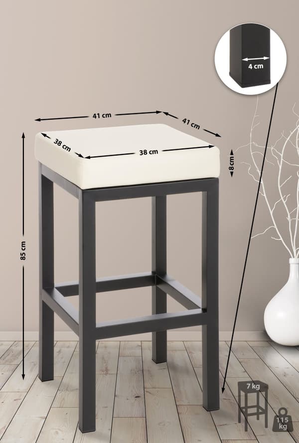 CLP Barstol Taylor i läderimitation, sitthöjd 85 cm
