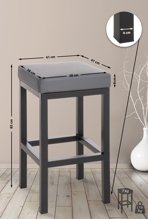 CLP Barstol Taylor i läderimitation, sitthöjd 85 cm