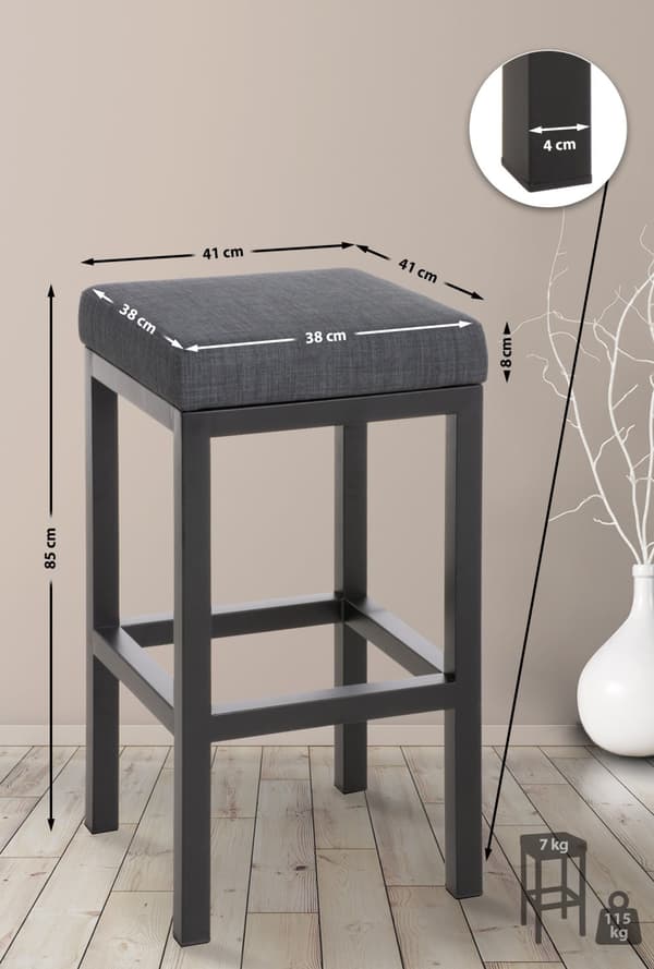CLP Barstol Taylor i läderimitation, sitthöjd 85 cm