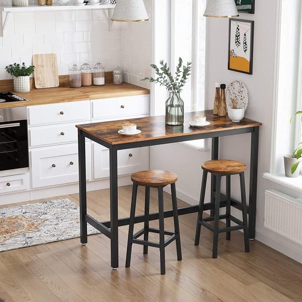 Rootz baarijakkara - 2 pyöreän baarituolin setti - Keittiön tuolit tukevalla teräsrungolla - Korkeus 65 cm - Teollinen tyyli - Vintage ruskea