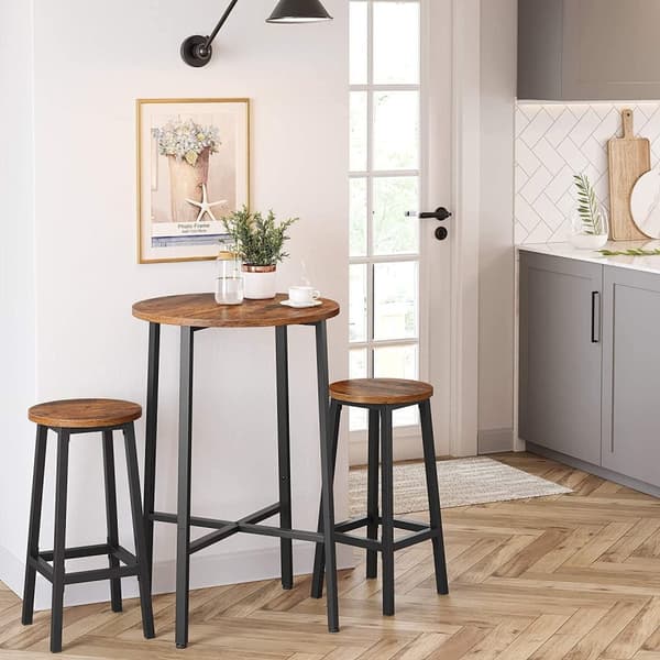 Rootz baarijakkara - 2 pyöreän baarituolin setti - Keittiön tuolit tukevalla teräsrungolla - Korkeus 65 cm - Teollinen tyyli - Vintage ruskea
