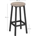 Miniatyrbillede 3 af 9: Rootz Barstole - Sæt med 2 - Køkkenstol - Metalstel - Forarbejdet træ - Grå - 32 x 65 cm