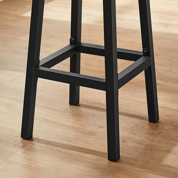 Rootz Barstole - Sæt med 2 - Køkkenstol - Metalstel - Forarbejdet træ - Grå - 32 x 65 cm