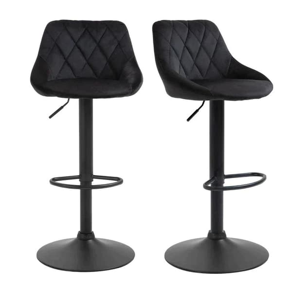 Rootz Barpall - Set med 2 barstolar - Svängklädd hög pall - Höjdjusterbar - Barpall utan armstöd - Svart - 46 x 48 x 83-104 cm