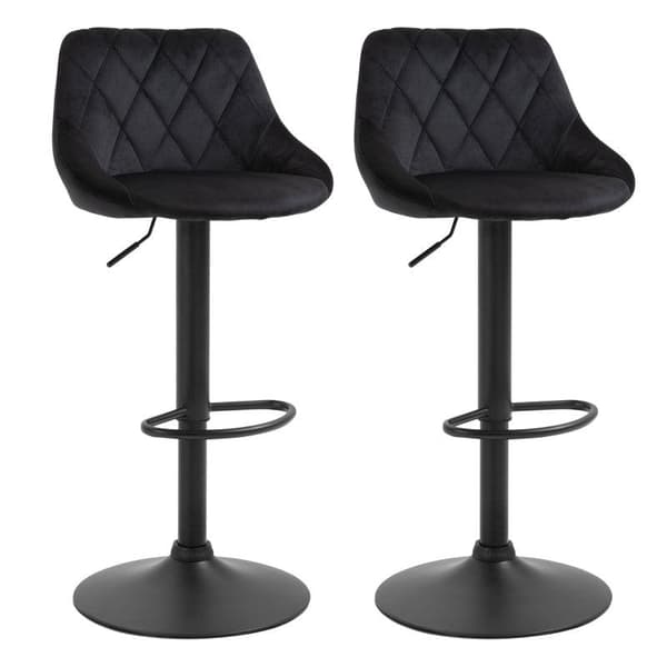 Rootz Barpall - Set med 2 barstolar - Svängklädd hög pall - Höjdjusterbar - Barpall utan armstöd - Svart - 46 x 48 x 83-104 cm