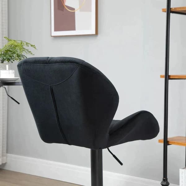 Rootz Barstolar - Set med 2 barstolar - Svängbara barstolar med ryggstöd - Velvet Touch - Höjdjusterbar - Armlöst skum - Svart - 51,5x 57,5 x 93-114,5