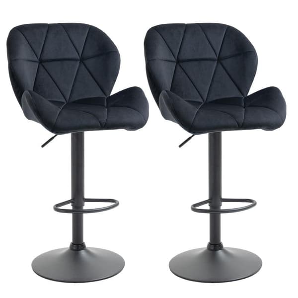 Rootz baarijakkarat - 2 baarituolia - Kääntyvät baarituolit selkänojalla - Velvet Touch - Korkeussäädettävä - Käsivarreton vaahto - Musta - 51,5x 57,5