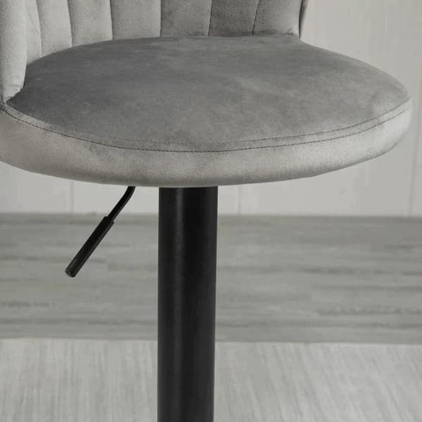 Rootz sæt med 2 barstole - Drejelige barstole - Med ryglæn Velvet Touch - Højdejusterbar - Armløs skum - Grå - 51 x 53 x 92-112cm
