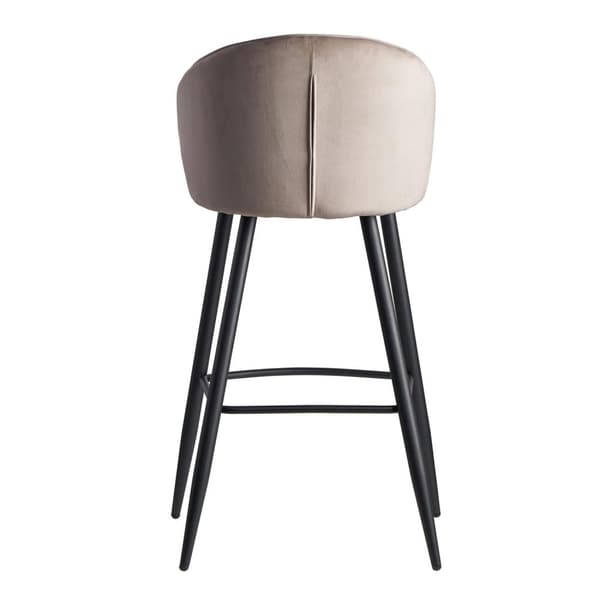 Rootz baarijakkara samettibeige jakkara selkänojalla 56x102,5x52,5 cm - Keittiöjakkara skandinaavinen kangas - metalli 110 kg - Design baarijakkara -
