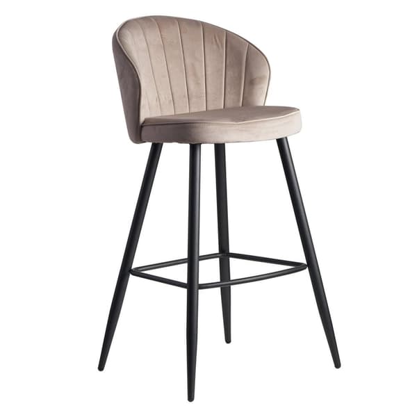 Rootz baarijakkara samettibeige jakkara selkänojalla 56x102,5x52,5 cm - Keittiöjakkara skandinaavinen kangas - metalli 110 kg - Design baarijakkara -