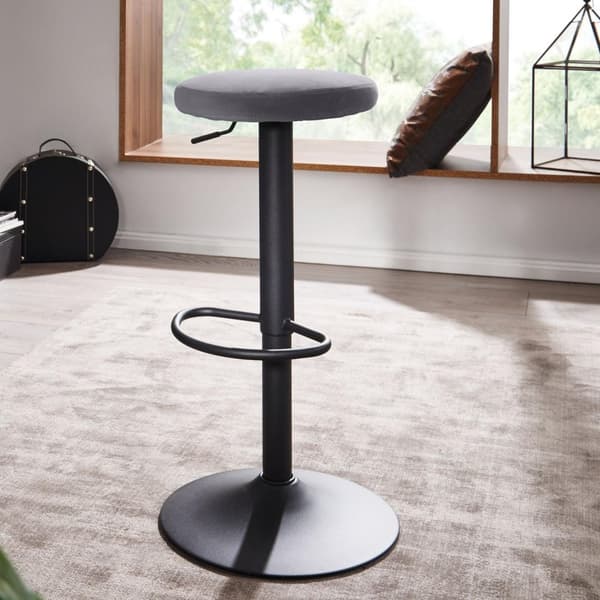 Rootz barpall sammet mörkgrå pall utan ryggstöd 58 - 79 cm - Kökspallstyg - metall 100kg - Design barstol motpall roterande bistropall