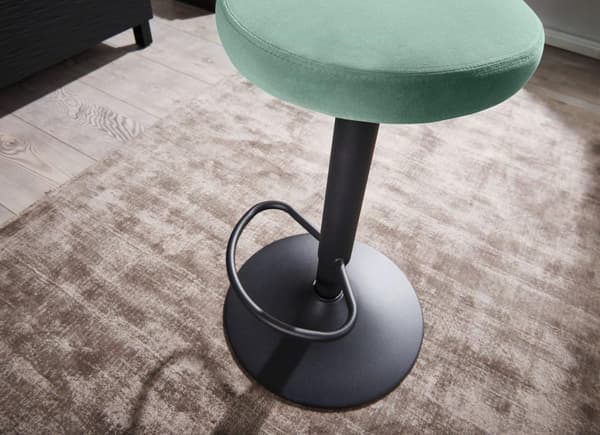 Rootz baarijakkara sametinvihreä jakkara ilman selkänojaa 58 - 79 cm - Keittiöjakkara kangas - metalli 100kg - Design baarijakkara työjakkara pyörivä