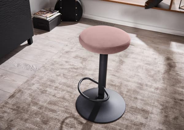 Rootz Velvet Pink Pall utan ryggstöd 58 - 79 cm - Kökspallstyg - metall 100kg - Design barpall diskpall roterande bistropall