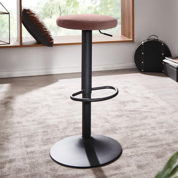 Rootz Velvet Pink Pall utan ryggstöd 58 - 79 cm - Kökspallstyg - metall 100kg - Design barpall diskpall roterande bistropall